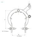 Road Bike Brake Caliper Long Reach Arm C Shape Brake Silver for Mountain Road Bike. 
