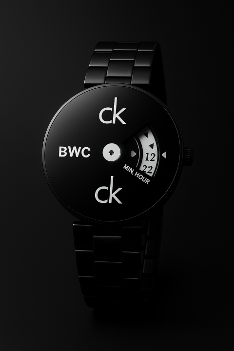 Men’s Scrolling Number Watch – Black Steel Strap, CK Style Analog ...