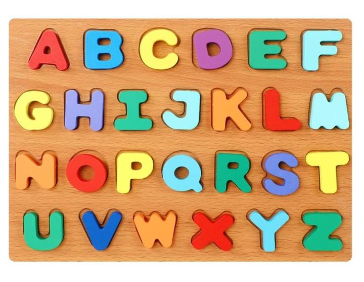 Wooden Alphabet-Puzzles – ABC Letters Sorting Board Blocks Montessori ...