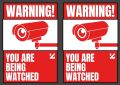 Warning You are Being Watched CCTV sign stickers, No Entry Sign Stickers A4 Size Ready to use. 