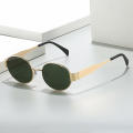 Oval Frame Oval Sunglasses Chic Anti-Glare Fashionable Metal Frame Sun Glasses Lightweight Metal UV Protection Shades for Women & Men Summer Fashion Outdoor Camping Unisex Driving Sports Eyewear. 