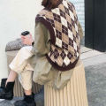 RULINWOODS Women Checked Sweater Vest Street Fashion Retro Plaid Vest. 