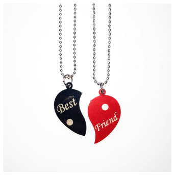 2 pieces charming Best Friend Heart Locket Necklace