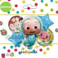5-Pcs Cocomelon Theme Foil Balloons Set/Birthday Party Decorations, Celebrations. 