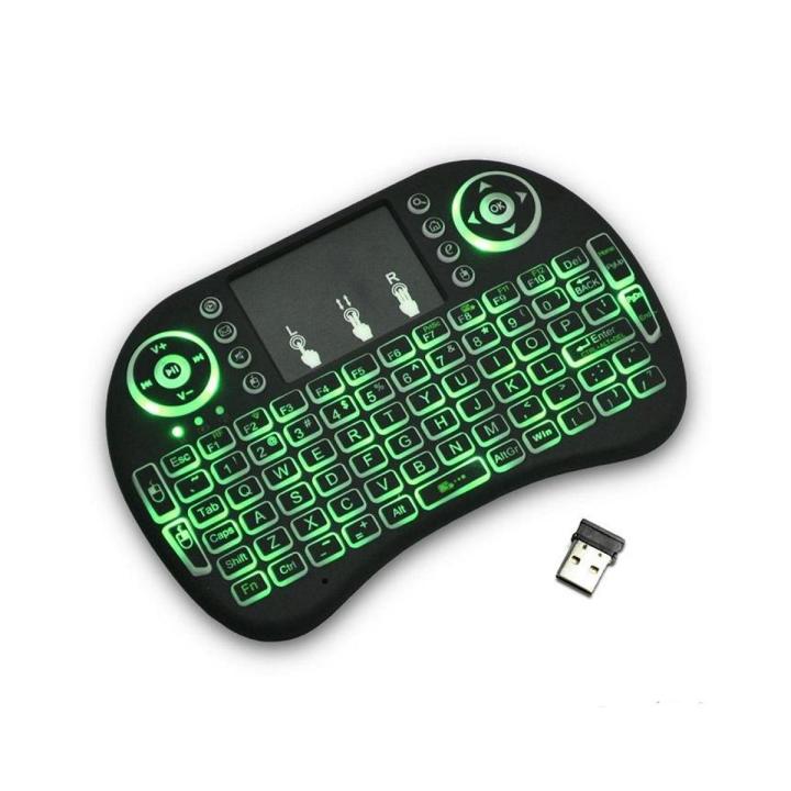MINI I8 Wireless Backlit 2.4GHz Touchpad Keyboard Air Mouse For TV Box MINI PC - Black