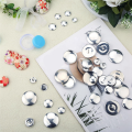 100Pcs Button Covers, Cover Button Kit with 5 Different Sized Buttons and Tools for Make Your Own Button Durable Easy to Use Silver. 