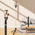 4 IN 1 R1SL Selfie Stick Bluetooth Remote Desktop Stand Portable Stretchable Holder Anti-Shake Stabilizer Mobile Holder Handle Retractable Portable Multi-functional Cellphone Grip Holder Tripod Stand for Mobile Phone Self-Timer With LED Light 5.7FT Height. 