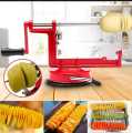 Manual red stainless steel Premium Quality twisted potato slicer spiral french fry cutter cooking tools machine vegetable. 