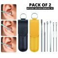 [PACK OF 2 ] Ear Wax Cleaning Kit, 6 Pcs Ear Pick Tools, Wax Removal Kit, Ear Cleaning Tool Set, Spring Earwax Cleaner Tool for Children and Adult 2Pcs Multicolor. 