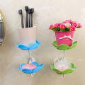 4Colors Flowers Shape Wall Mounted Soap Containers Dish Double Layer Soap Holder Tray Bathroom Soap Dishes. 