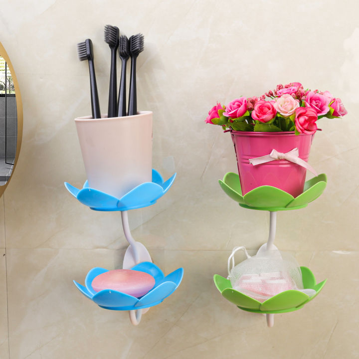 4Colors%20Flowers%20Shape%20Wall%20Mounted%20Soap%20Containers%20Dish%20Double%20Layer%20Soap%20Holder%20Tray%20Bathroom%20Soap%20Dishes%20-%20Image%204