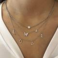 cute lovely aminimal design micro pave cz 2pc butterfly charm necklace trendy women jewelry. 