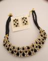 Ladies Black Stone Necklace With Earrings-. 