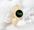 Elegant Women's Fashion Digital Watch with Diamond Accents and Stainless Steel Band. 