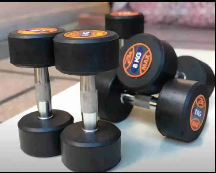 ZEE%20MAX%20FITNESS%20Rubber%20Coated%20Dumbbells%20Pair%20of%208KG(8+8)%20-%20Image%205