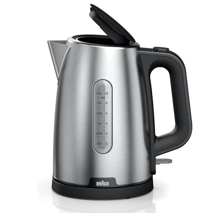 Braun PurShine 2200 Watts Water kettle, 1.7L Capacity, Black, Stainless Steel WK1500 BK