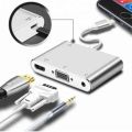 Lightning to HDMI VGA Audio Multiport Adapter Cable for iOS Compatible. 