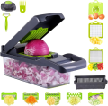 SHOPPING VIBES Your One Stop Shop 14-in-1 Vegetable Slicer Chopper from Kitchen Vegetable Slicer Dicer Cutter, and Chopper With 8 Blades and a Container for Quick Meal Prep. 