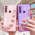 For Realme 5 Pro Back Cover with 3D Love Heart Wristband Chain Fashion Bracelet Shiny Plating Phone Case Soft Silicone Bumper Protective Cover. 