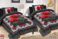 pure cotton single bed sheet pair red and black design CBS-560. 