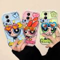 AMORVOR for Realme C11 2021 C20 C20A Back Cover With Holder Powerpuff Girls Texture Phone Case Wavy Edge Soft Silicone Cover. 