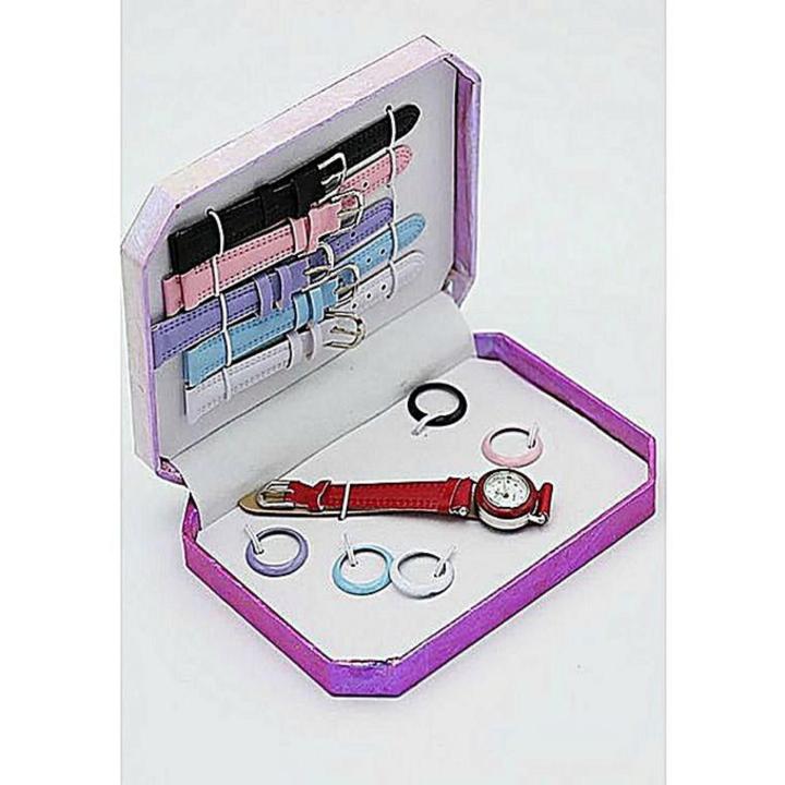 "Multicolour%20Interchangeable%20Watch%20Gift%20Set%20in%20Box%20-%206%20Straps,%20Perfect%20Gift%20for%20Stylish%20Girls"%20-%20Image%207