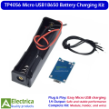 TP4056 Charging Module and 18650 Cell Holder Set with Jumper Wires Micro USB 5V 1A Lithium Battery Charging Kit by Electrica. 