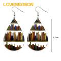 Lightweight Book Earrings Unique Book Themed Acrylic Earrings Trendy Waterdrop Shape Dangle Earrings with Book Shelves Pattern for Women Perfect Gift for Book Lovers Book Lover Earrings. 