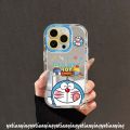 Fashion Doodle Cartoon Happy Doraemon Caseing Compatible for IPhone 11 15 13 12 14 Pro Max XR 7Plus 15 8 Plus X XS Max Luxury Bracelet Make Up Mirror Soft Cover. 