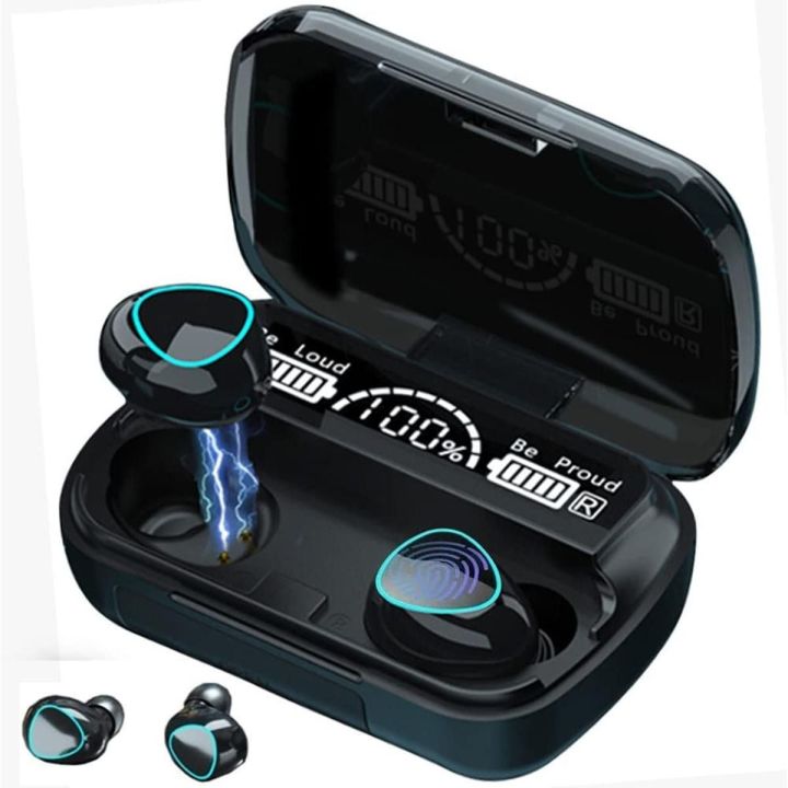 m10 TWS Bluetooth Wireless Stereo Dual Dots Earphones Sports Headset With Digital Display and Power Bank.