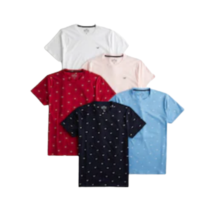 Hollister Men's Must-Have Crewneck T-Shirt 5-Pack: Versatile And Essential Tees For Effortless Everyday Style