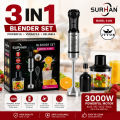 3 in 1 Hand Blender - Hand Blender Machine -1000W Powerful Stick Blender - 2 Speed Hand blender - 4 Blade Stainless Steel - Egg Beater and Milk Frother - 500ml Chopper and 600ml Beaker With Lid - Meat Chopper Machine - Juicer Machine - Kitchen Accessories. 