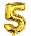 Golden Extra Large Digit 5 (Five)  - 32 Inches Giant Foil Number. 