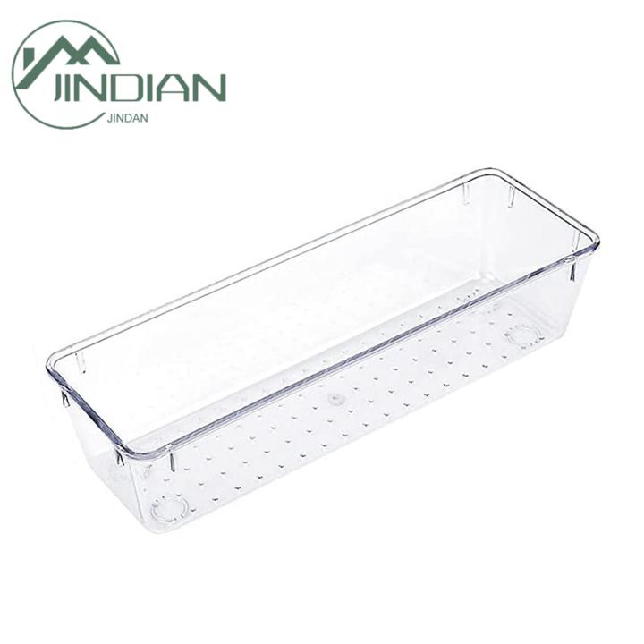 Anti-slip Organizer Clear Acrylic Drawer Organizer with Drain Holes Stackable Storage Bin for Clear Anti-slip Drawer Tray