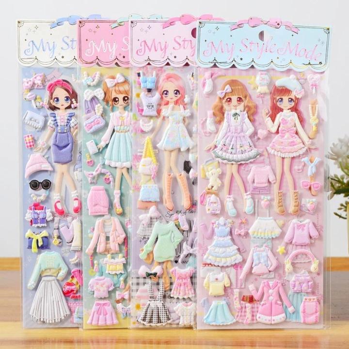 3D Puffy Stickers Beauty Dress Up Princess Sticker for Girl Christmas Gift Toy Scrapbooking DIY Decoration Bubble Stickers