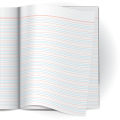 Layflat Notebook 6.75x8.75 in - 3x1 Maths Urdu English Lines - Color Splash - PAPERWORK. 