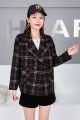 Yfashion Women Short Pea Coat Retro Trendy Plaid Suit Collar Coat Elegant  Fit Single-breasted Warm Jacket color. 