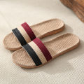 Linen Slippers Women's Summer Indoor and Outdoor Home Floor Non-Slip Office Slippers Home Cute Colorful Striped Slippers. 