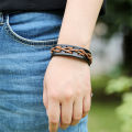 Qingwen  Korean Fashion Trendy Jewelry Men's Japanese and Korean Students Genuine Leather Couple Bracelet Leather Rope Woven Couple Women's Carrying Strap Jewelry. 