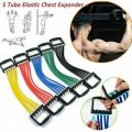 ZM   Chest Expander with Adjustable 5 Tube Resistance - Rubber Tube Tension - Best Fitness & Exercise Product Training Expander Strength Resistance Belt Sport Home Gym Workout Elastic Pull Expander NOTE random color will be delivered. 