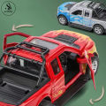 Toyota Hilux 4x4 Revo Dala 1:32 Scale Die-Cast Pickup Truck Model For Kids - Chevrolet Silverado - Ford F-150 Raptor - Revo & Vigo Metal SUV Toy For Kids - Size Approx. 5 Inches - Orange. 