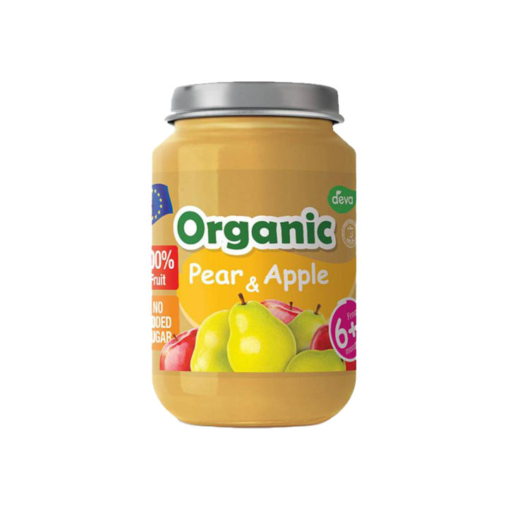 Deva Baby Food Jar Organic Pear & Apple 6+ Months - 190gm
