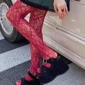 Retro Flower Pattern Women's Sexy Pantyhose Stocking Slim Elastic Lace Mesh Fishnet Socks Leggings Lolita Red Black Tights Stocking. 
