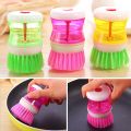 Scrub Kitchen Wash Tool Pot Dish Plastic Brush With Washing Up Liquid Soap Dispenser Brush. 