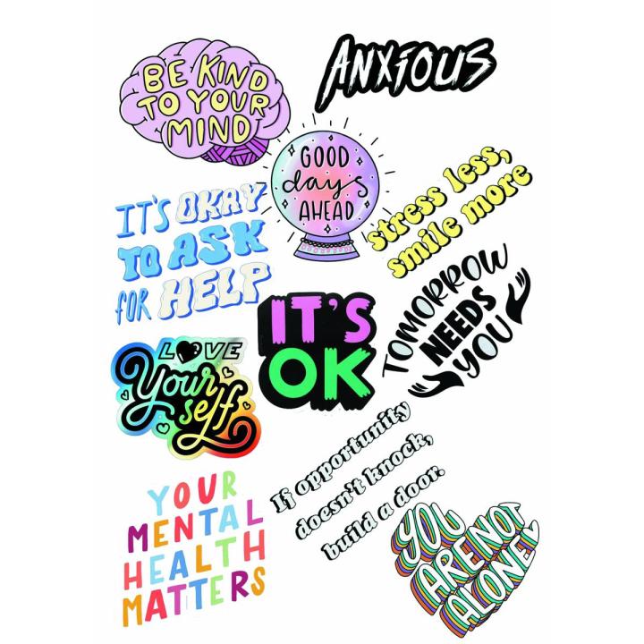 Mental Health Stickers - 3 inch x 2 inch Each - Pack of 11 Stickers