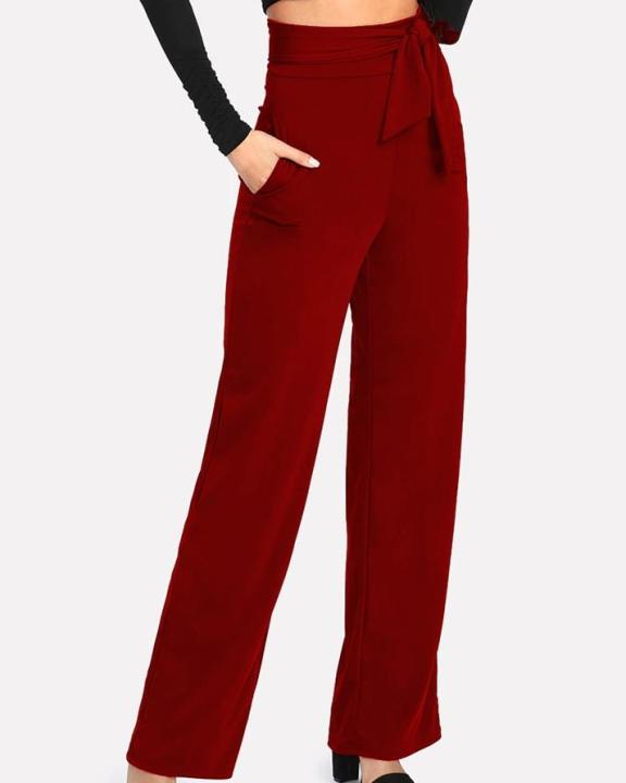 Maroon%20Tie%20Waist%20Culottes%20Pant%20for%20Women%20-%20Image%203