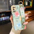 dienya For Realme 7 Pro Case With Wristband Cartoon Cute Flower New Design Square Edge Shockproof Phone Shell Cases Pattern Plating Silicone Casing Full Cover Camera Thin Protection SoftCase. 