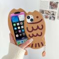 Cute Cartoon Animal 3D Taiyaki Fish Phone Case For iphone 15 14 13 12 11 Shockproof Bumper Soft bubble Phone Cover kids. 