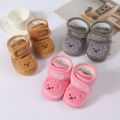 Thick Warm Baby Shoes Cute Bear Winter Coral Fleece Boy Girl First Walkers Soft Sole Plush Anti-Cold Baby Shoes. 