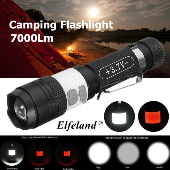 Elfeland 8000LM T6 Tools DIY LED USB Rechargerble Flashlight Torch Zoomable 18650 Battery